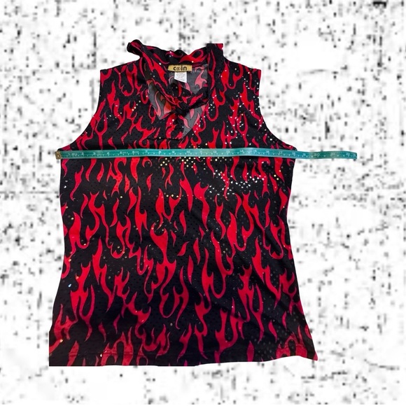 Coin Vintage Red Flame Black Sequin - Picture 4 of 6